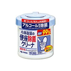 日本小林製藥-浴廁抽取式可分解除垢去汙馬桶座清潔濕紙巾50入/罐(免治馬桶座墊清潔液)