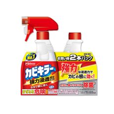 (1+1超值組)日本莊臣-浴室多用途強力浸透消除霉根鹼性泡沫清潔劑400ml噴霧瓶+400ml補充瓶