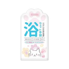 日本KOJIMA-寵物SPA貓掌肉球印花立體顆粒除臭5指型全身清潔手套濕巾6入/袋-促銷賣場(特)