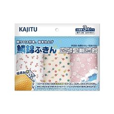 日本Kajitu-乾濕兩用雙面凹凸魚鱗紋和風印花強吸水速乾無痕除塵去污吸油加厚不掉絮百潔抹布3入/袋