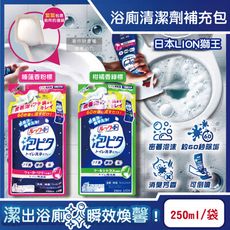 日本LION獅王-LOOK PLUS密著泡沫約60秒除垢消臭浴廁清潔劑補充包250ml/袋