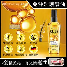 德國Schwarzkopf施華蔻-GLISS沙龍級滋養柔順免沖洗修護髮油75ml/瓶(德國小金瓶)