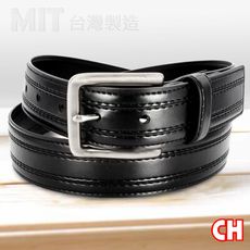 【CH-BELT 銓丞皮帶】男士流行車線設計休閒中性男皮帶腰帶(黑)