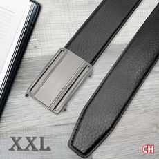 【CH-BELT 銓丞皮帶】男加長皮帶 內穿式自動扣 免打孔 男皮帶腰帶(黑XXL)