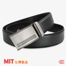 【CH-BELT 銓丞皮帶】男士自動扣皮帶 免打孔 男紳士皮帶腰帶(黑)