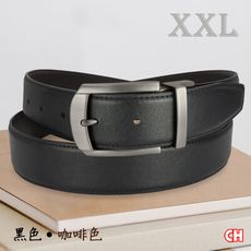 【CH-BELT 銓丞皮帶】加大腰加長XXL 針扣夾座 男休閒皮帶腰帶(黑/咖XXL)