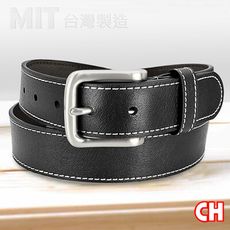 【CH-BELT 銓丞皮帶】造型男皮帶車線中性休閒男皮帶腰帶(黑/咖)