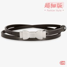 【CH-BELT 銓丞皮帶】氣質蝴蝶結造型 超細版女生皮帶腰帶(咖)