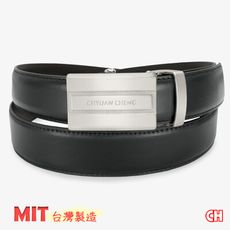 【CH-BELT 銓丞皮帶】男自動皮帶 簡約型男 免打孔 男皮帶腰帶(黑)