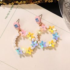 韓國氣質網紅ins花朵耳環珍珠耳墜個性時尚耳飾