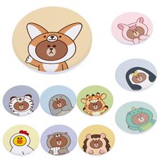 【5icoco】LINE FRIENDS JUNGLE-叢林彩繪款 珪藻土吸水杯墊(2入組)熊大莎莉