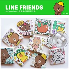 【5icoco】LINE FRIENDS  手繪款 珪藻土吸水杯墊(2入組)