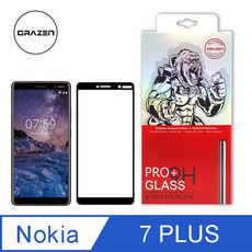 【格森GRAZEN】NOKIA 7 PLUS 滿版 鋼化玻璃(黑)