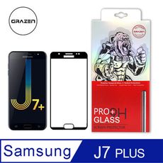 【格森GRAZEN】 Samsung J7 PLUS 滿版 鋼化玻璃(黑/白)