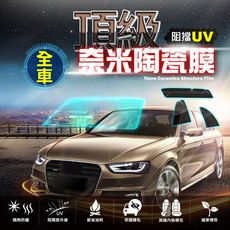 【台灣節能膜】《轎車》全車-頂級奈米陶瓷膜＋Totalcare 全防護凍零系列-除膠+貼膜免費施工