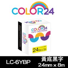 【COLOR24】EPSON LC-6YBP/ LK-6YBP 寬24mm 黃底黑字 相容標籤帶