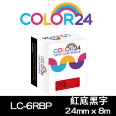 【COLOR24】EPSON LC-6RBP/ LK-6RBP 寬度24mm 紅底黑字 相容標籤帶