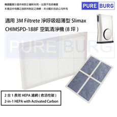 【適用3M淨呼吸Slimax超薄型】空氣清淨機HEPA替換用濾網CHIMSPD-188F 188WH