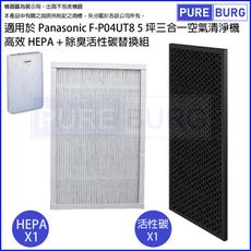 適用Panasonic國際牌F-P04UT8 5坪三合一空氣清淨機HEPA+活性碳濾網芯組