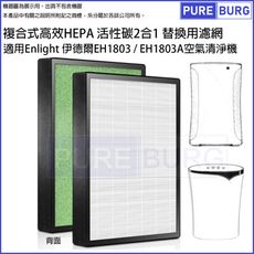 適用Enlight 伊德爾EH1803 / EH1803A空氣清淨機高效HEPA除臭活性碳濾網濾芯