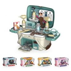 兒童玩具 扮家家酒 百變手提箱玩具 廚房 bbq 醫生醫療 化妝台 工具箱玩具-雪倫媽咪屋