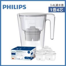 飛利浦 PHILIPS AWP2937長效超濾濾水壺3.4L(內含1芯)+濾心三入AWP211