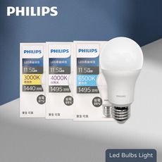 【飛利浦 PHILIPS】2024最新款 LED 11.5W 白光黃光自然光 E27 易省 球泡燈