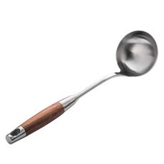 PUSH! 廚房用品304不銹鋼湯勺火鍋勺粥勺中空隔熱防燙花梨木柄長柄設計D146