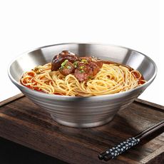 PUSH!餐具用品316L不鏽鋼飯碗湯碗泡面碗防燙拉麵碗大號碗(22CM)E209-1