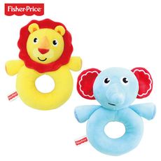 Fisher-Price 可愛動物安撫手搖鈴-小獅子/小象【佳兒園婦幼生活館】