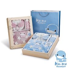 KU KU 酷咕鴨 神奇荳荳安撫毯套組禮盒-藍色/粉色【佳兒園婦幼生活館】