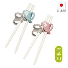 Combi 康貝 三階段彈力學習筷(右手)-大象藍/松鼠粉【贈學習筷環保收納袋】