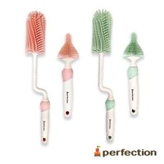 韓國 perfection 特級矽膠旋轉奶瓶刷組-綠/粉【佳兒園婦幼生活館】