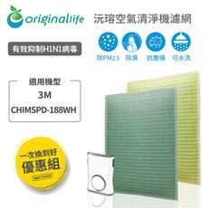 3M適用：CHIMSPD-188WH 超薄美型Slima 空氣清淨機濾網(過濾加強兩入組)