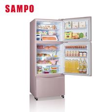 【SAMPO 聲寶】475公升一級能效極光鈦旗艦玻璃系列變頻右開三門冰箱(SR-C48GDV-P2)