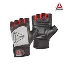 Reebok - 短指皮革重訓手套(灰) S-XL