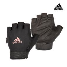 Adidas 可調式透氣短指訓練手套(粉)