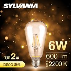 【SYLVANIA】LED燈絲燈泡 6W暖黃光 (全壓可亮/110V可調光) E27
