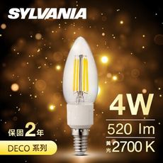 【SYLVANIA】LED燈絲燈泡 4W暖黃光 (全壓可亮/110V可調光) E14