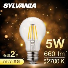 【SYLVANIA】LED燈絲燈泡 5W暖黃光 (全壓可亮/110V可調光)