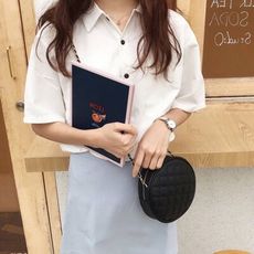 迷你 小圓包 百搭 菱格 單肩 斜挎包 純色 鏈條包(B193)