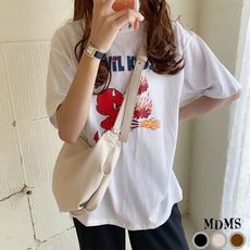 復古 極簡 褶皺 斜跨 牛角包 餃子包(B338)