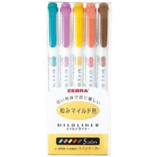 ZEBRA斑馬 MILDLINER WKT7-RC	雙頭螢光筆.和風系5色組