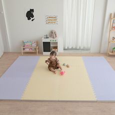 【PatoPato】嬰幼兒嬰幼兒防摔地墊60x60x3cm 雙色巧拼／鵝黃&紫／1包4片