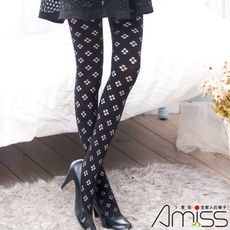 AMISS 日本雜誌款‧針織網褲襪-精緻格紋
