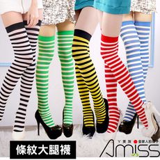 AMISS 立體橫條大腿襪(12色)