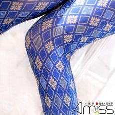 AMISS 獨家日系經典造型褲襪-微透美感-微透美感-藍格金花