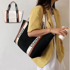 韓系時尚通勤帆布包托特包 大容量單肩包 通勤包 側背包 旅行包 筆電包包 適用15.6寸筆電