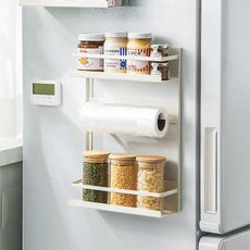 日式廚房磁吸式冰箱置物架 磁吸收納架 收納掛架 收納層架 側掛磁吸掛架 冰箱/洗衣機適用