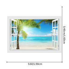 【沂軒精品】窗景 3d立體墻貼 窗外壁貼 北歐風壁貼 假窗戶 海景牆貼 壁貼 牆貼 地中海風